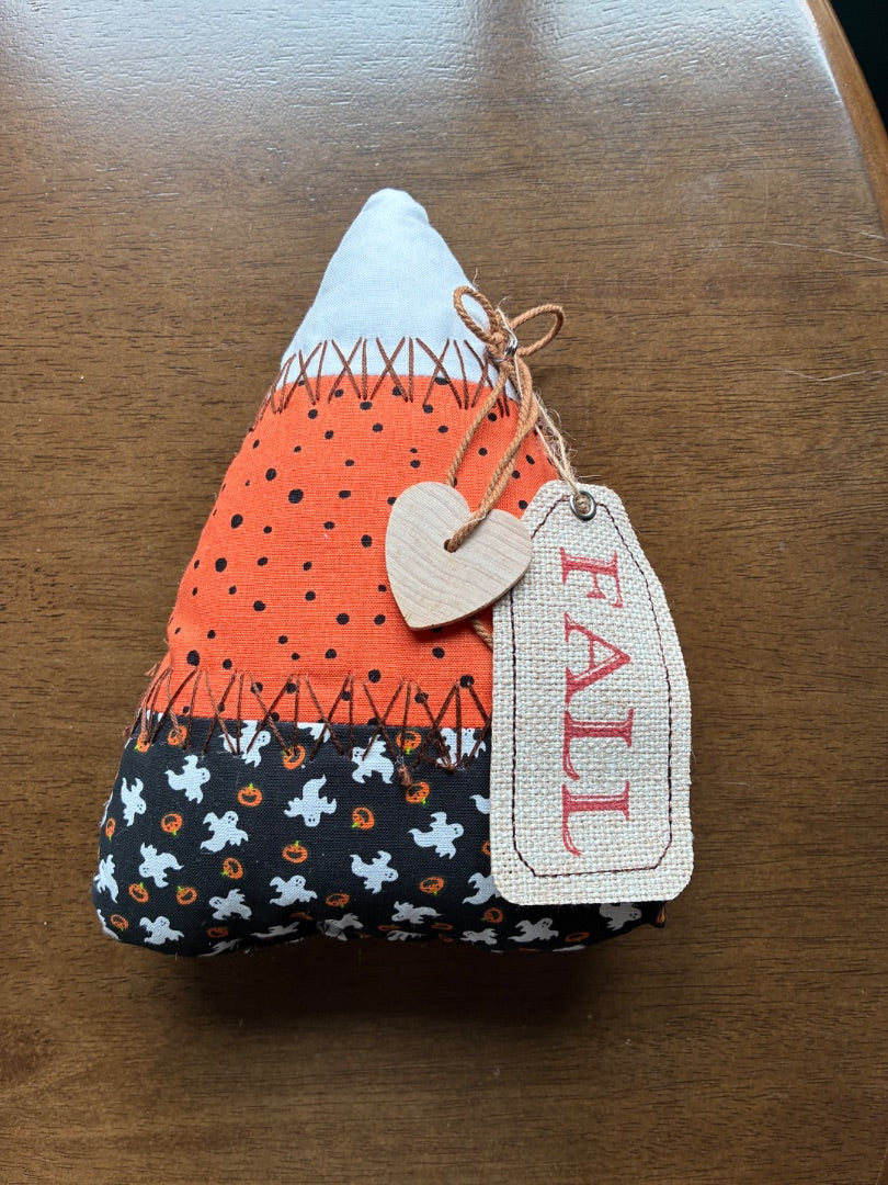 Orange w/ Fall Patch Fabric Candy Corn , Large