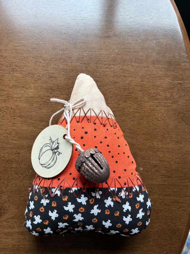 Orange w/ Acorn &Heart Fabric Candy Corn , Large