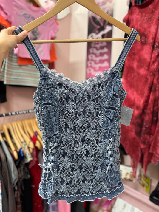 Blue  Retro blues top, medium