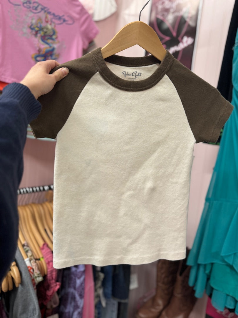 Brown/cream John galt skater girl tee, small