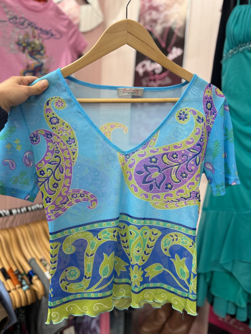 Blue/purple swing girl swing girl top, Medium
