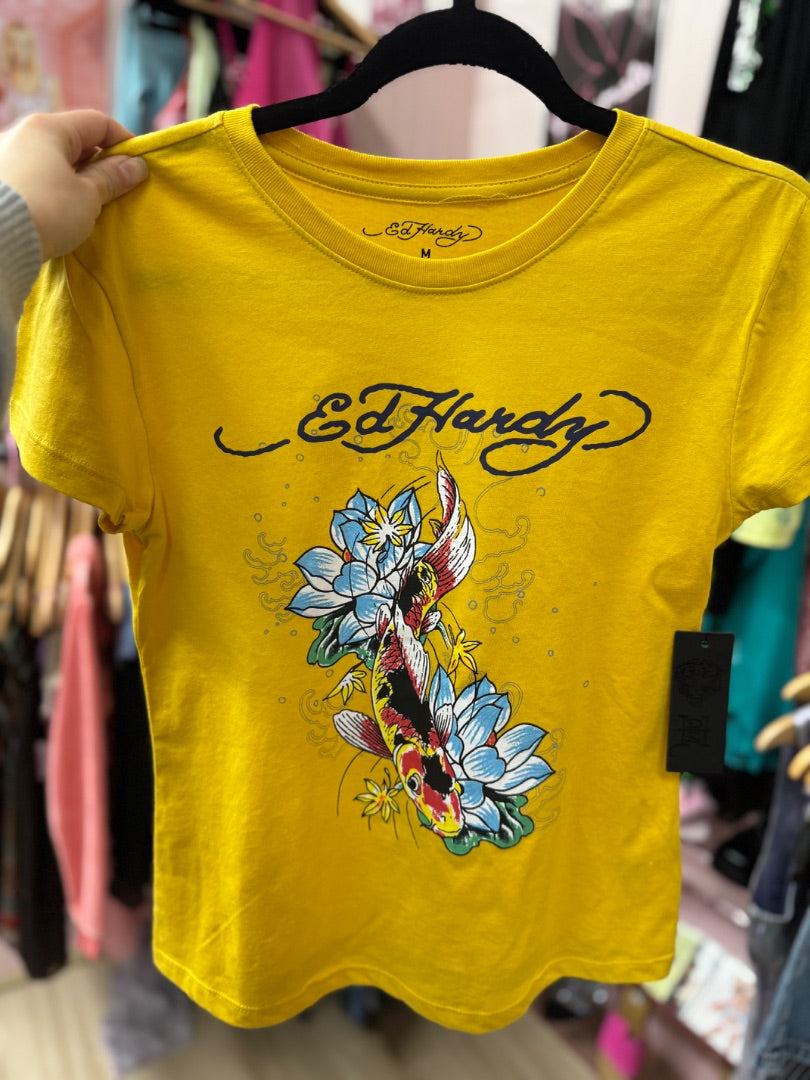 Yellow Ed hardy hardy tee, medium