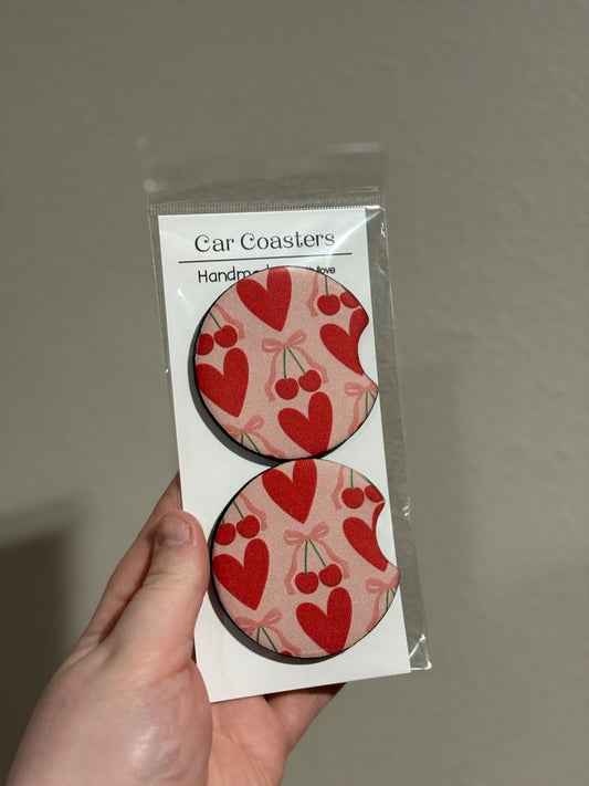 Cherry Hearts  Car Coasters, Car Coaster