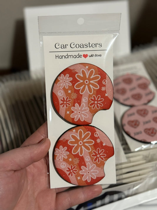 Groovy Flowers  Car Coasters, Car Coaster