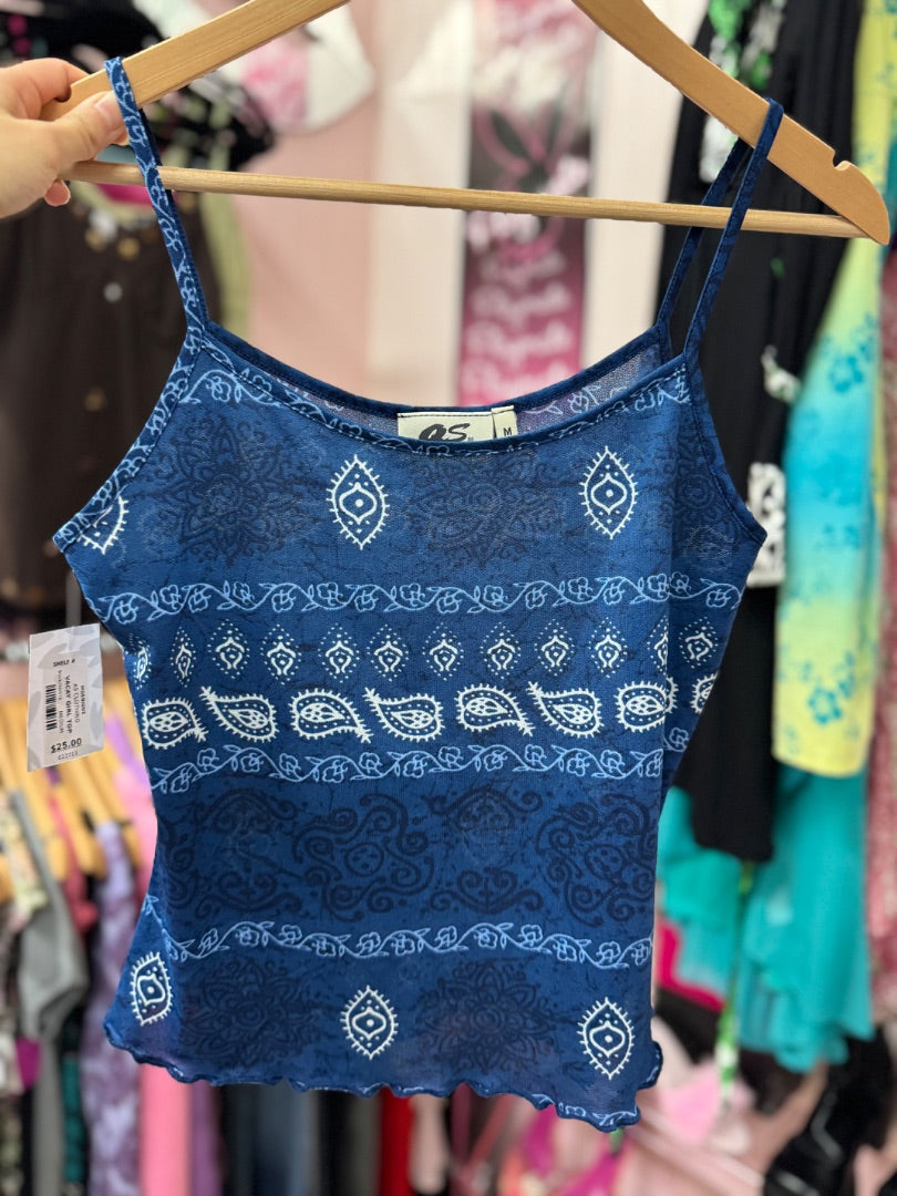 Blue/white as clothing vacay girl top, medium
