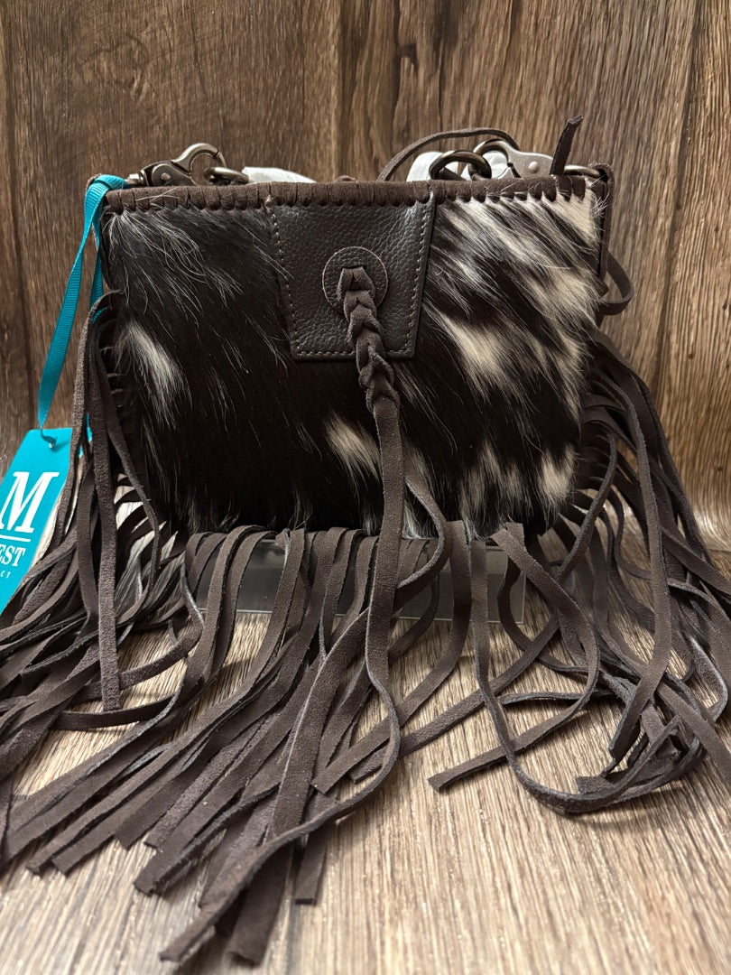 Black Montana West Leather Fringe Purse