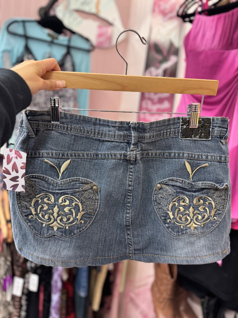 Blue Apple bottoms retro mini skirt, Large