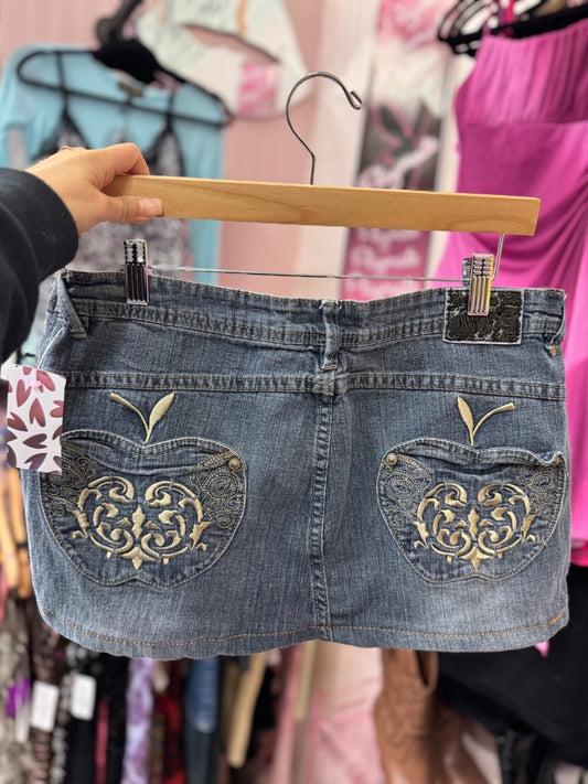 Blue Apple bottoms retro mini skirt, Large