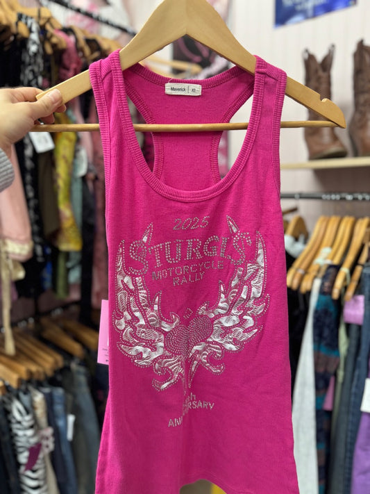 glamour biker girl tank, small,Pink, Moenique