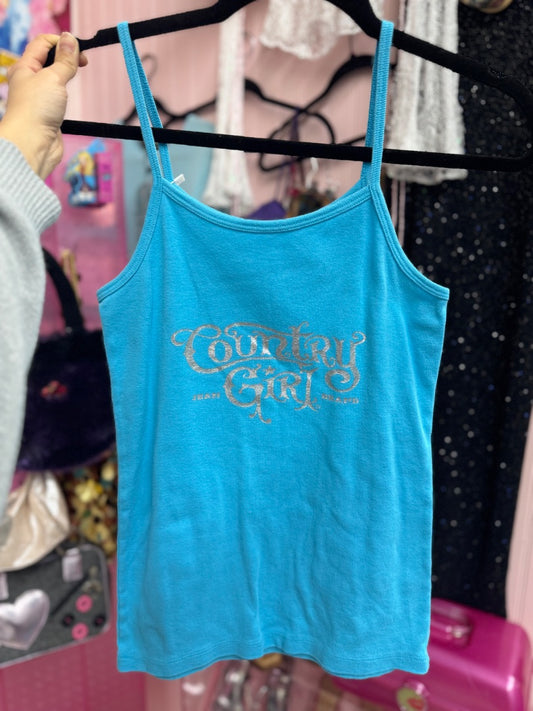 Country girl Y2K city girl top, medium,Blue, Moenique