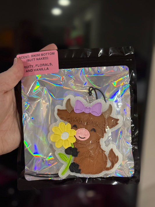Bikini Bottom  Highland Cow with Flower, Full Size
