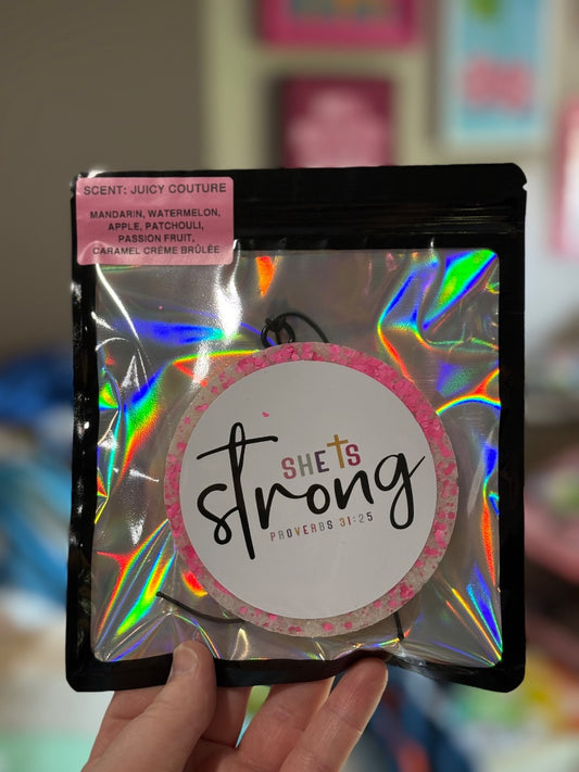 She Is Strong Pink  Freshie, Large Circle