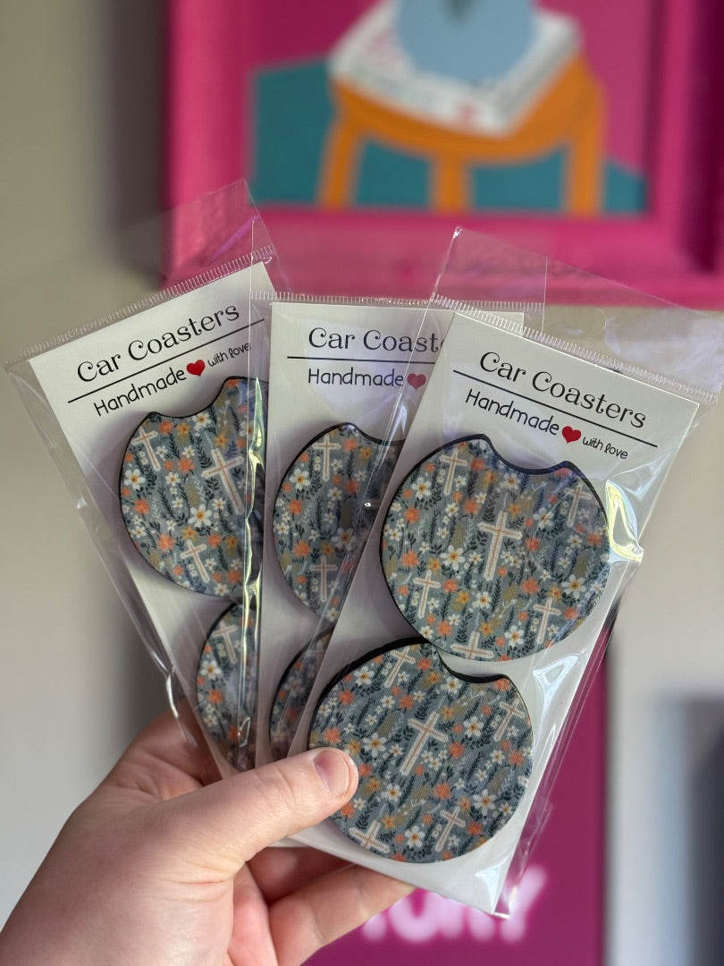 Blue Cross Flowers, Car Coaster