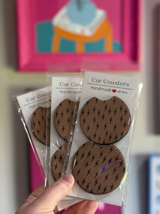 Brown and Black Bolts, Car Coaster