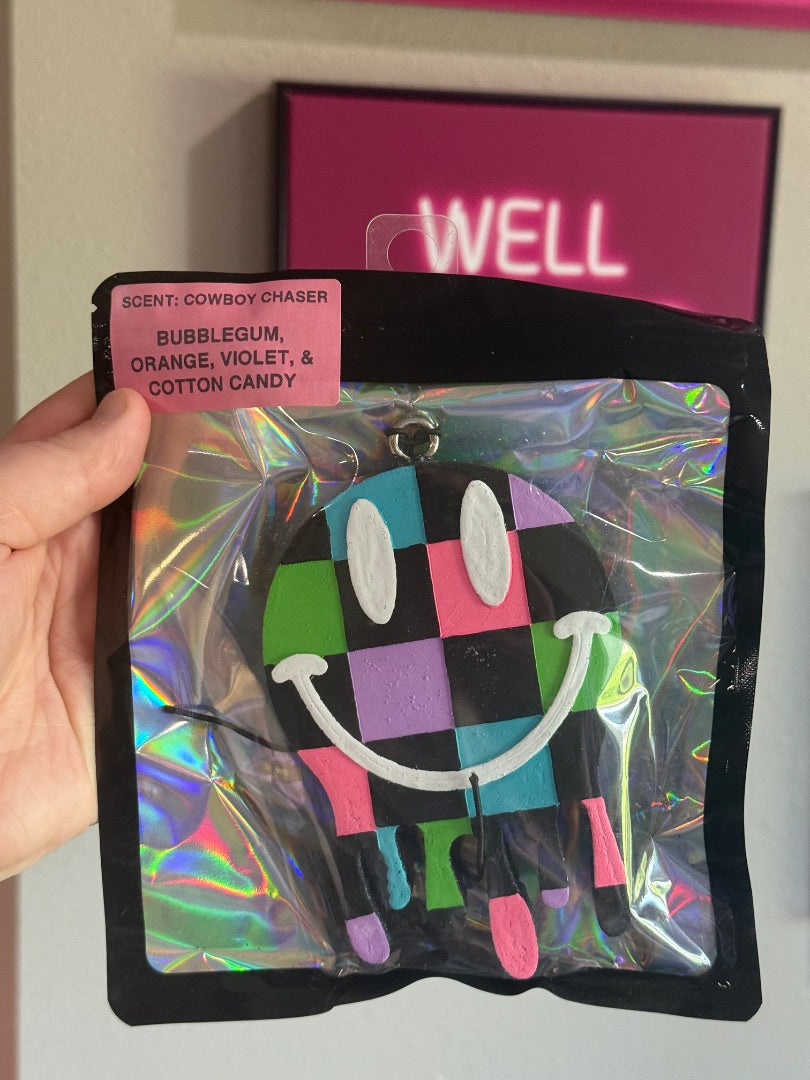 Colorful Smiley Checkered  Freshie