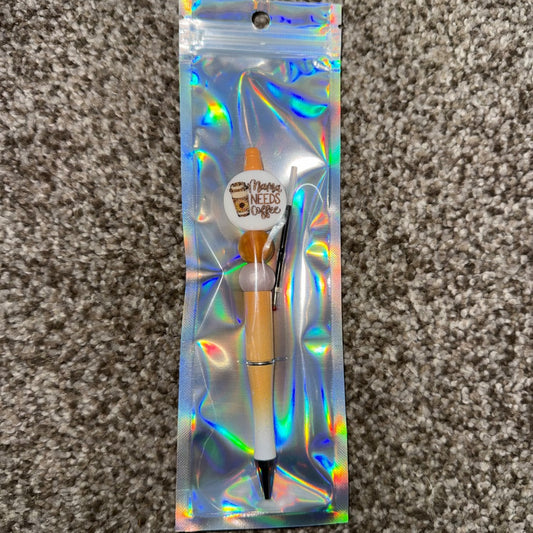 Mama Needs Coffee  Beaded Pen