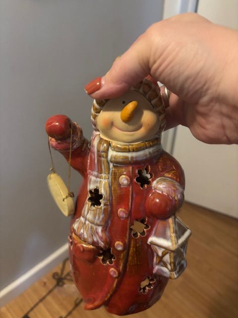 red  ceramic snowman