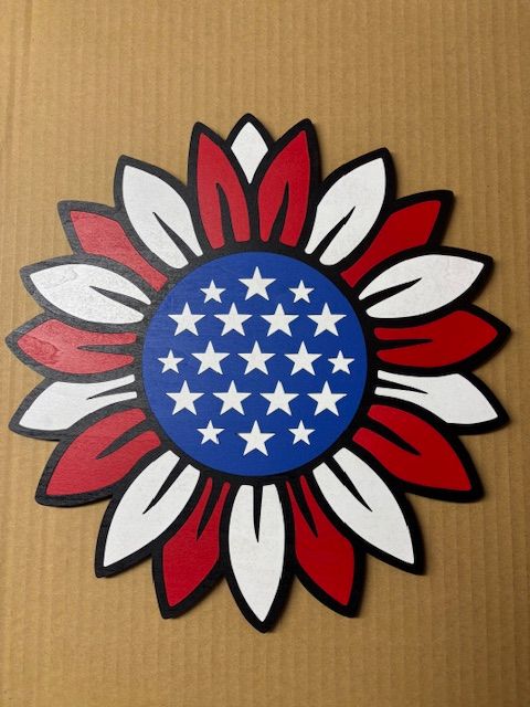 red white blue sunflower