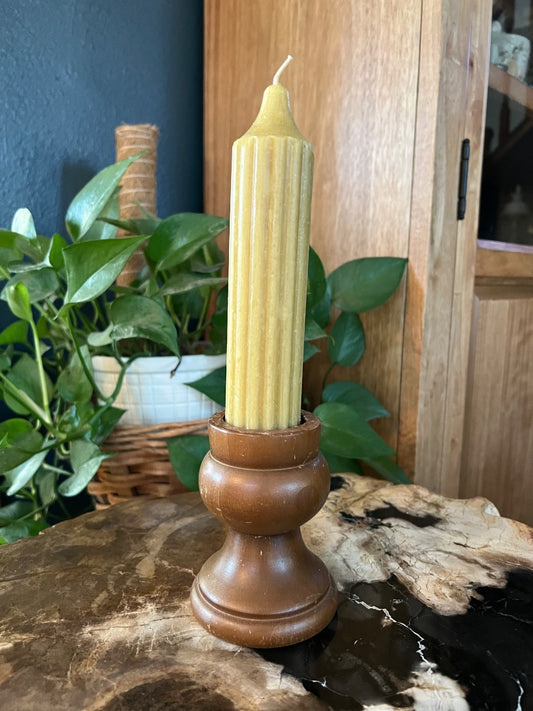 Beeswax Candle w/ wooden holder
