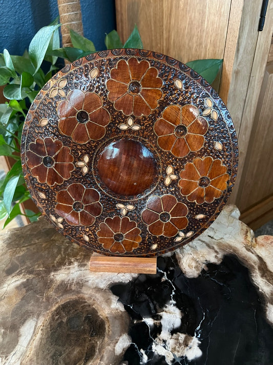 Zakopane, Poland Hand-carved Floral wall plate