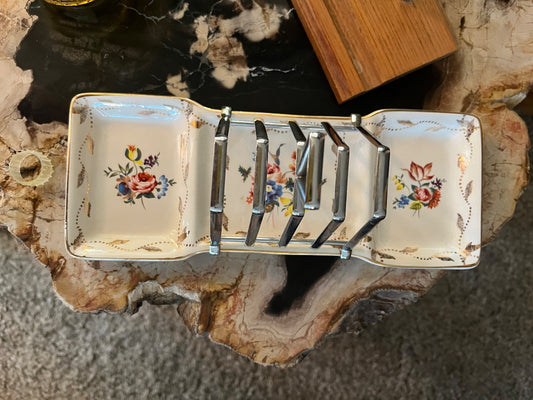 Floral  Porcelain & Metal Toast Rack