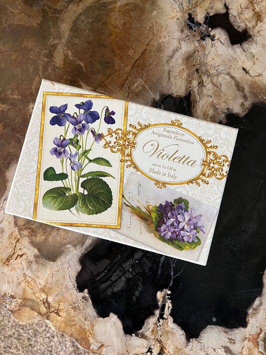 Saponificio Artigianale Fiorentino natural bar soaps in the Violetta scent.