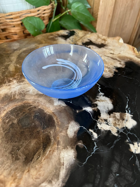 Blue with white swirl  Glass Bowl