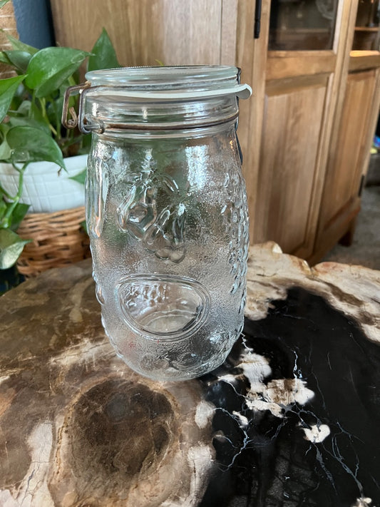 Clear Wheaton Glass Jar w/ Fruit Embossing, 1.5 liter