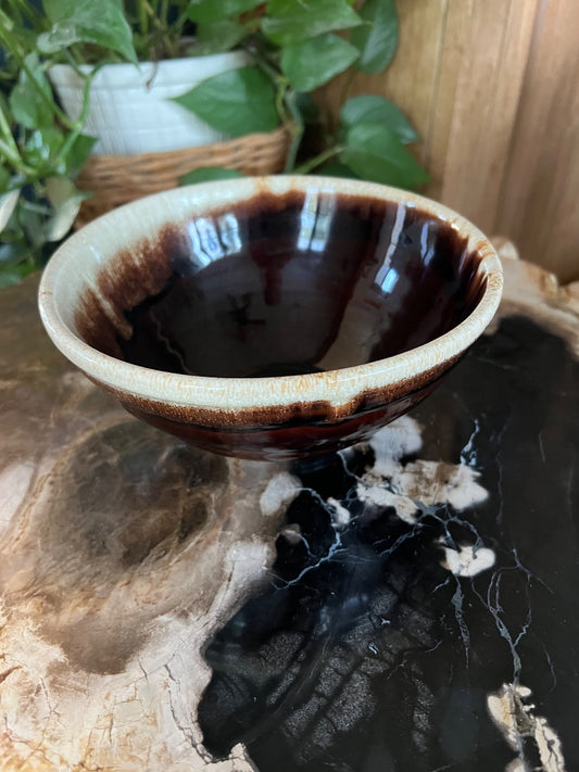 Brown Glazed Ceramic Bowl, 7”