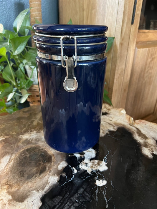 Cobalt Blue Ceramic Cannister Grace Filled Chaos