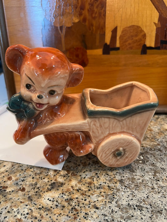 Royal Copley Bear & Cart Planter