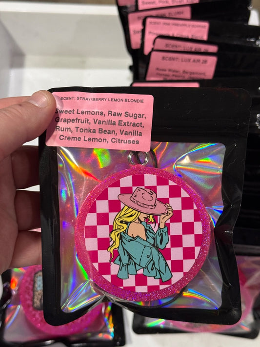 Pink Check SLB  Freshie, Small Circle