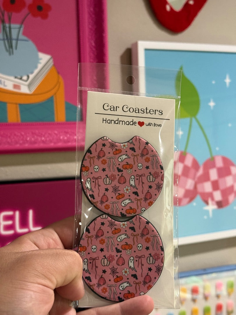 Pink Ghosts  Car Coasters