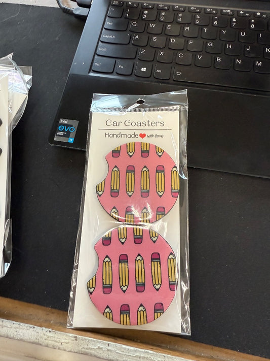 Pink Pencil  Car Coasters, Car Coaster