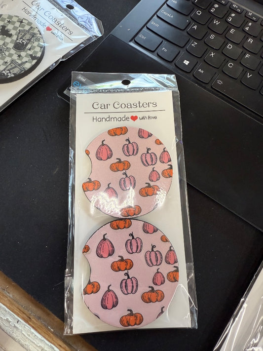 Pink Pumpkins  Car Coasters, Car Coasters