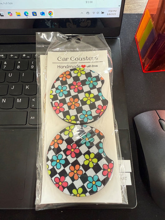 Checkered  Car Coasters, Car Coaster