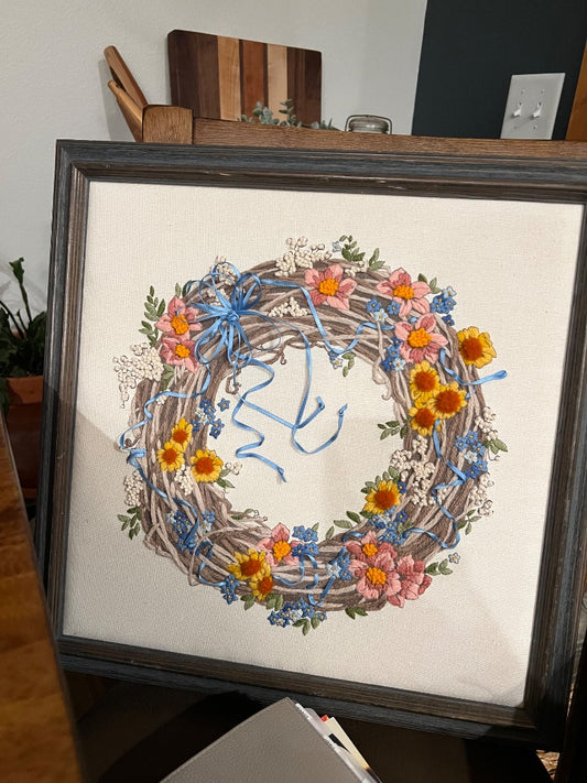 Crewel Embroidered Wreath