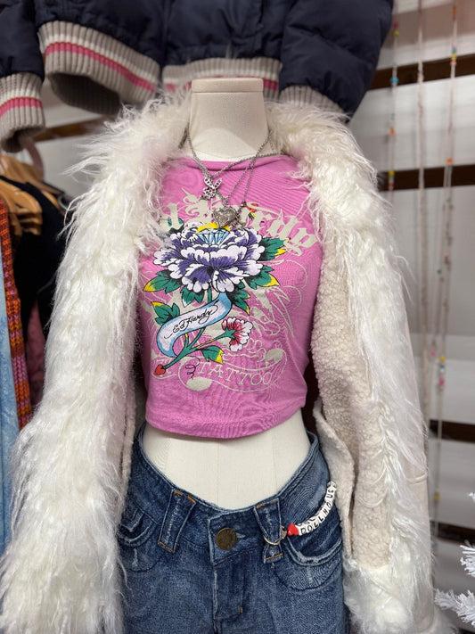 Pink Ed hardy Ed hardy baby tee, xsmall