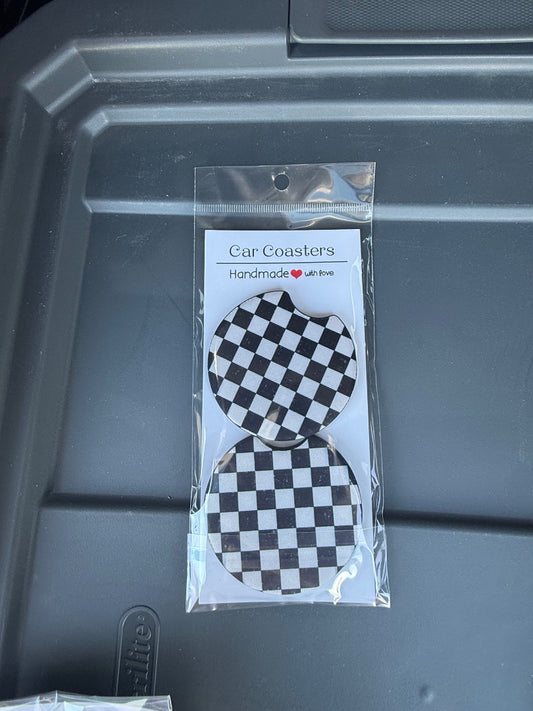 Checkered  Car Coasters, Car Coaster