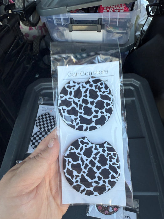 Cow Print  Car Coasters, Car Coaster