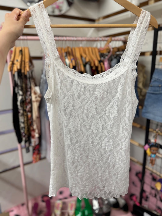 white  White lace cami, large