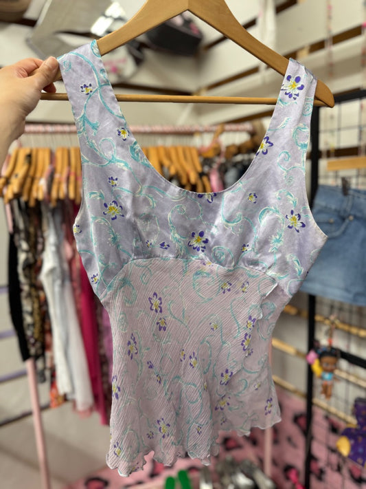 Purple Mariella burani Vint floral gril top, Medium
