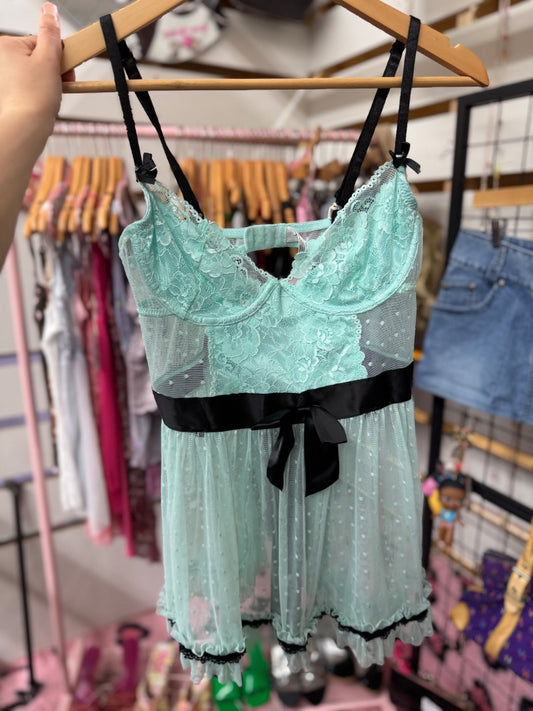Blue Dreamgirl Teal lace cami, medium