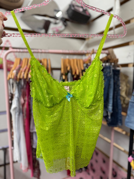 Green  Lime green net top, Large