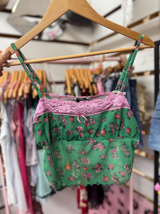 Green Urban outfitters Floral lace crop too, Small