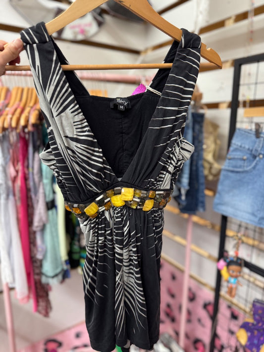 Black Sky black beaded grunge, Medium