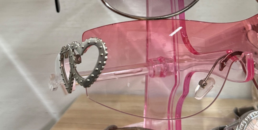 Pink  Y2k heart sunglasses, One Size