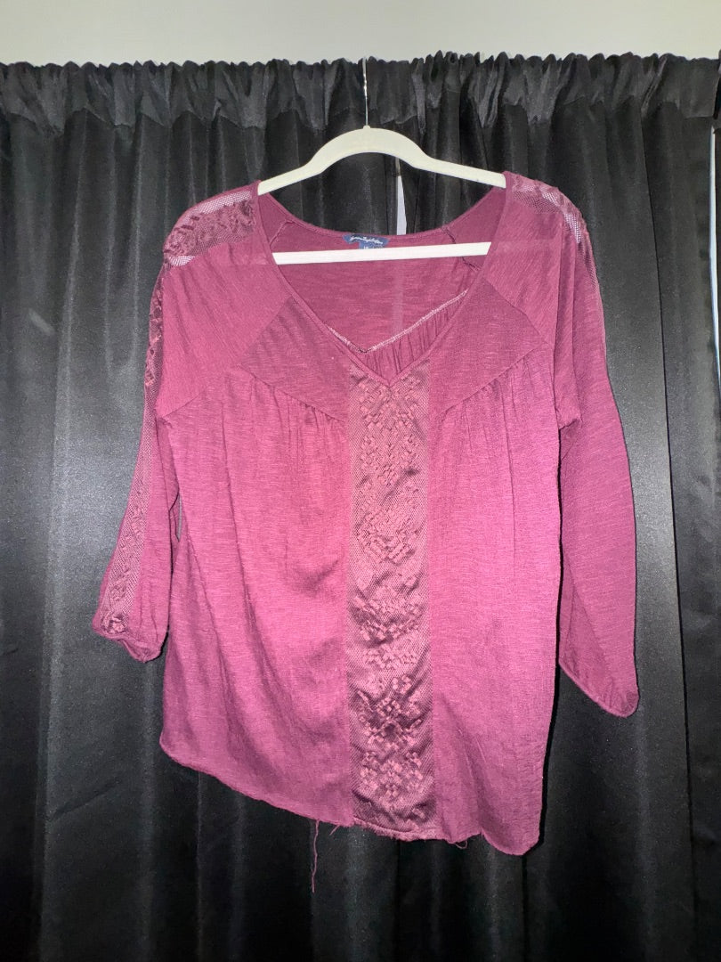 Burgandy American Eagle Long sleeve, worn twice, L