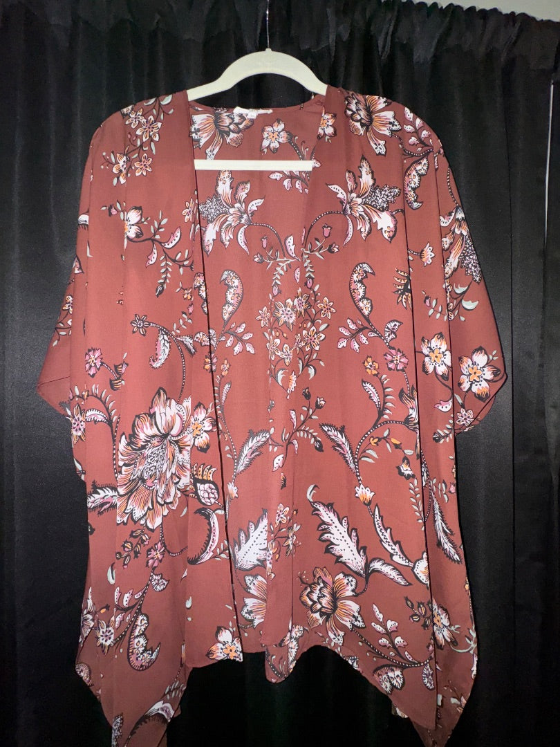 Burgundy Maurice’s Kimono, worn once, One size