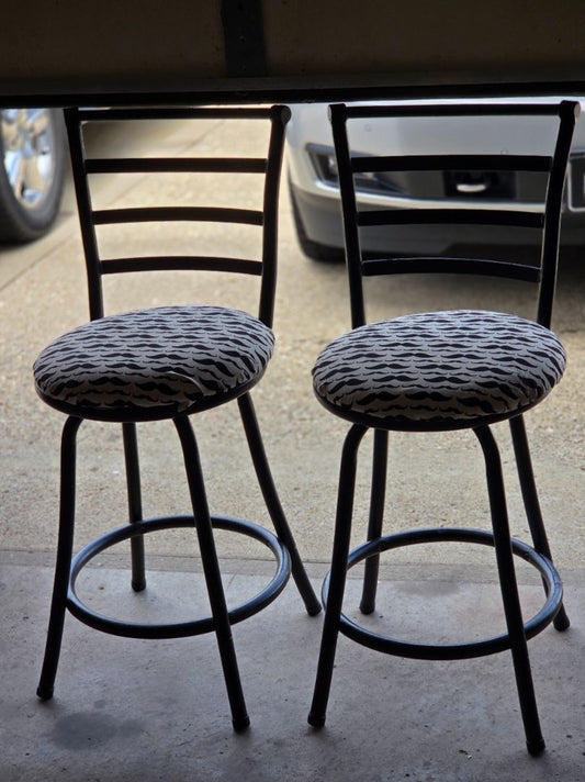 Black/white N/A "Mustache" Bar Stools - Set of 2, N/A